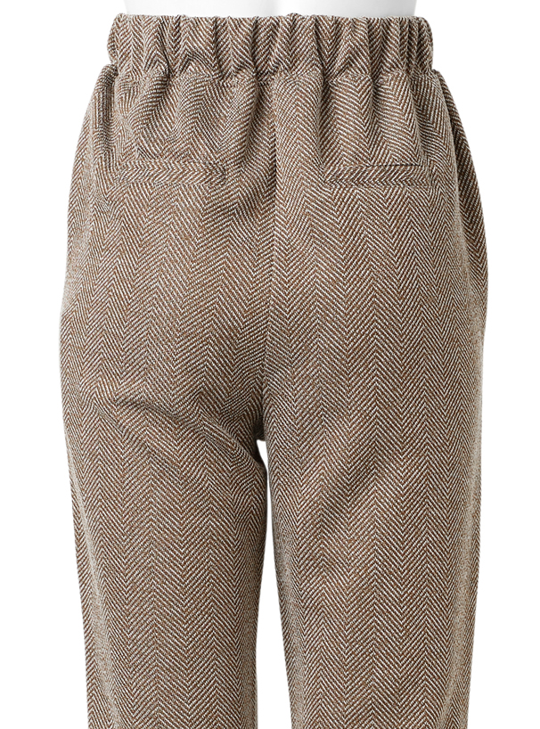 ヘリンボーン柄センターピンタックフレアパンツ