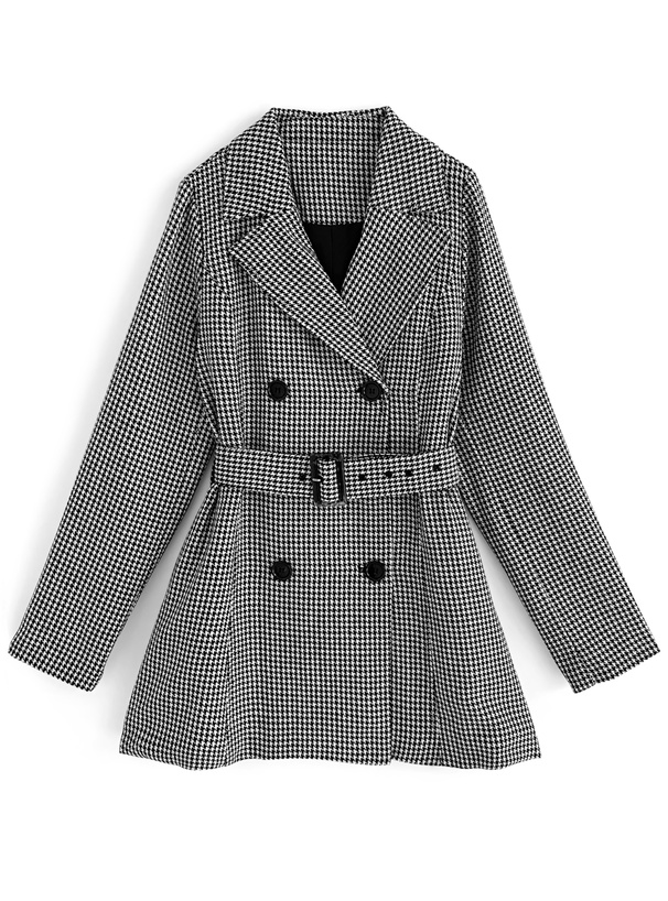 ベルト付き千鳥格子柄ジャケット[gm707] | レディースファッション通販