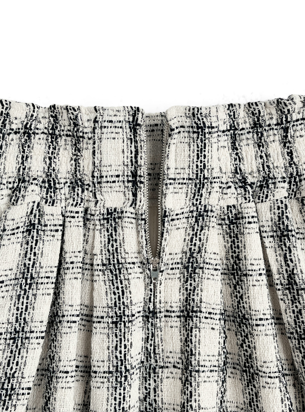 ハイウエストツイードチェックフレアミニスカート