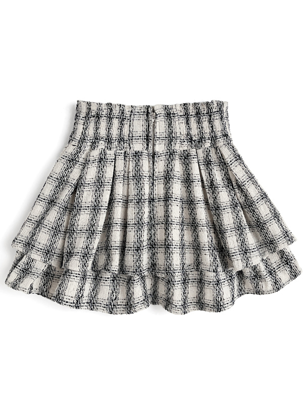 ハイウエストツイードチェックフレアミニスカート