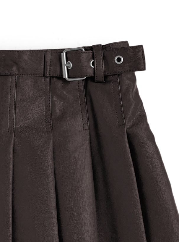 ベルトレザープリーツスカート