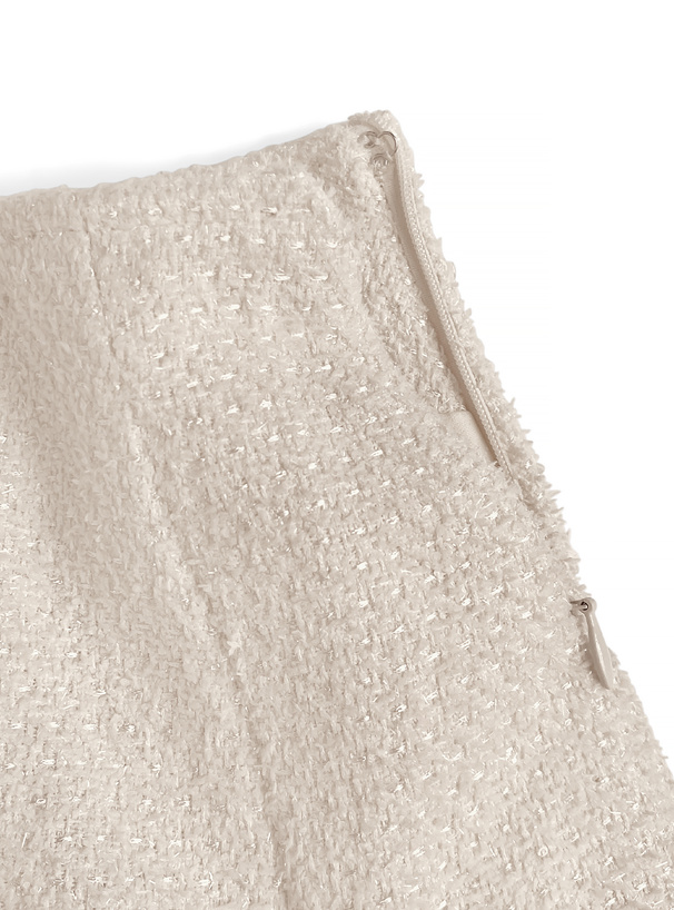 インパン裏地付きフリルツイードプリーツミニスカート