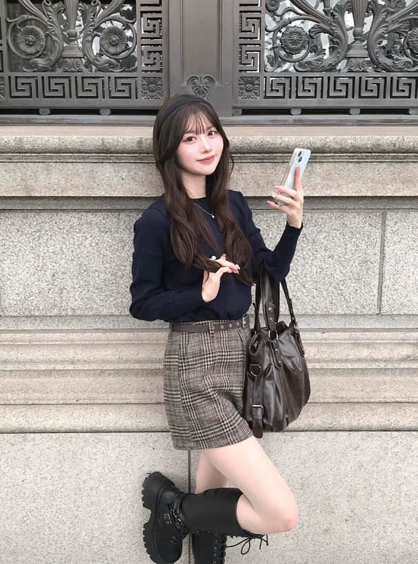 ベルト付きチェック柄ショートパンツ[gm840] | レディースファッション