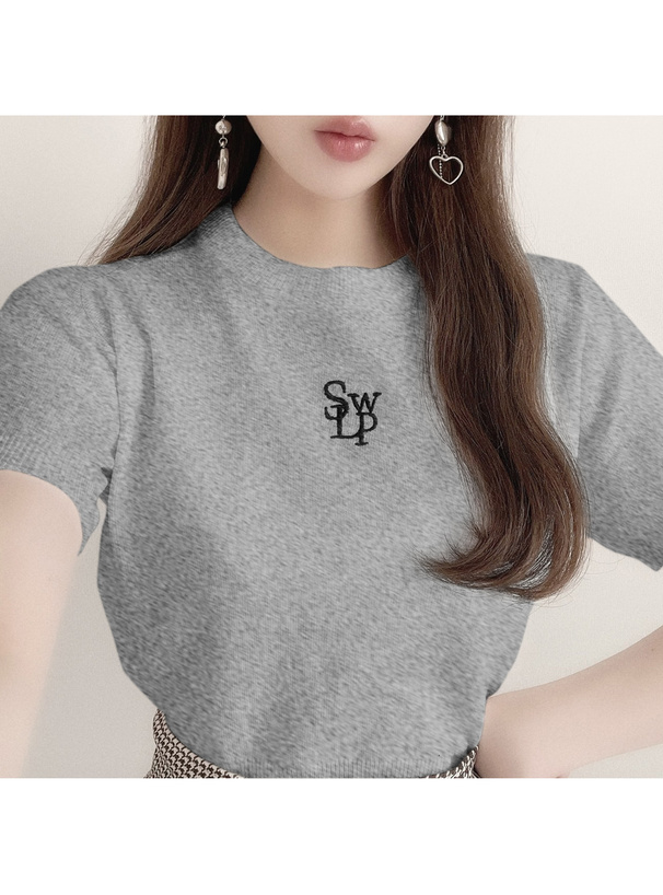 刺繍ロゴ半袖ニット[gn134] | レディースファッション通販のグレイル 