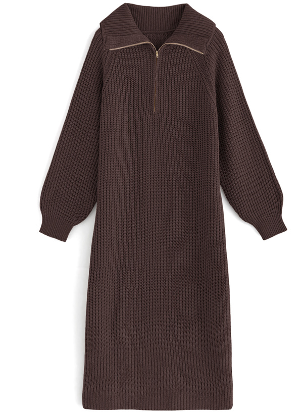 ハーフジップニットワンピース