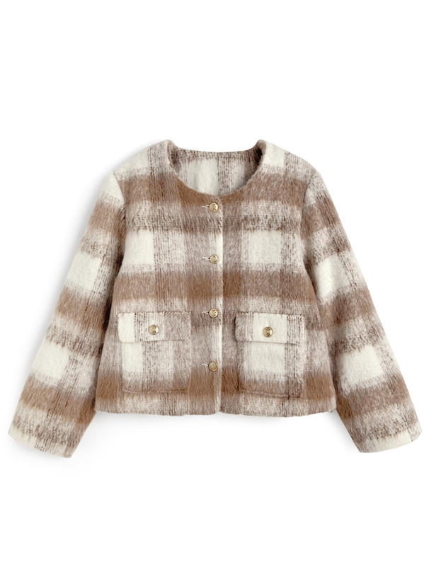 eimy シャギーウールジャケット　GLEY チェック柄シャギージャケット[gn358] | レディースファッション
