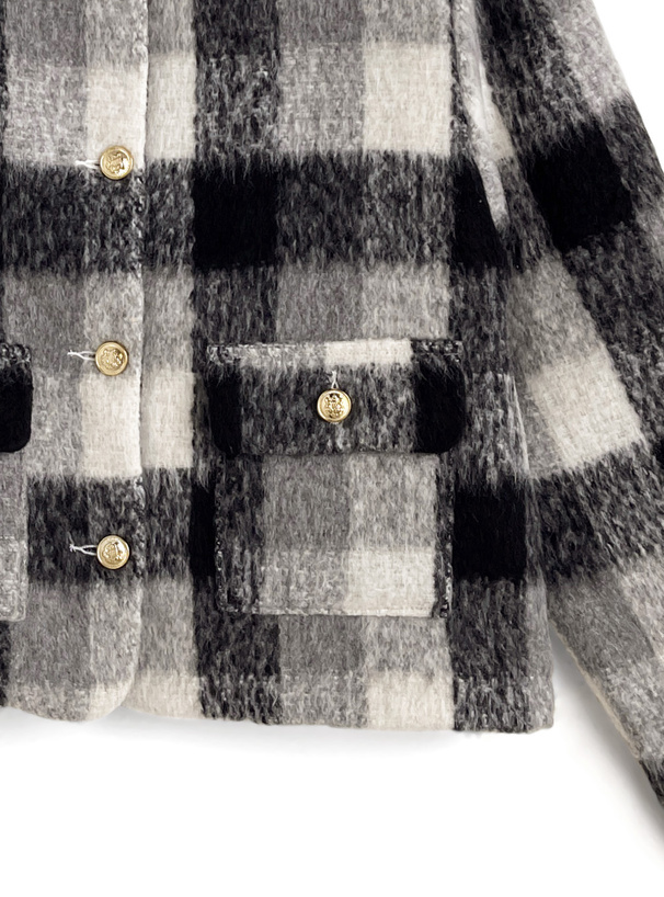 チェック柄シャギージャケット