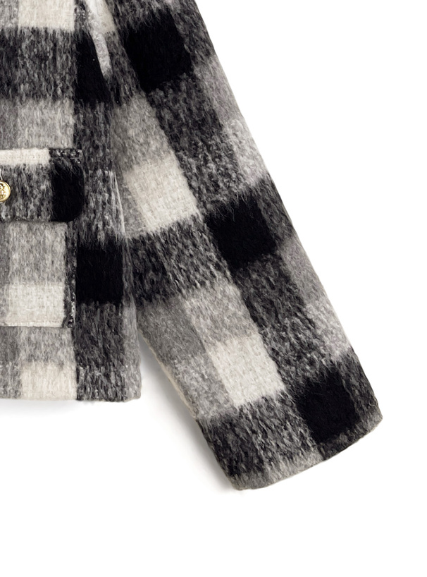チェック柄シャギージャケット