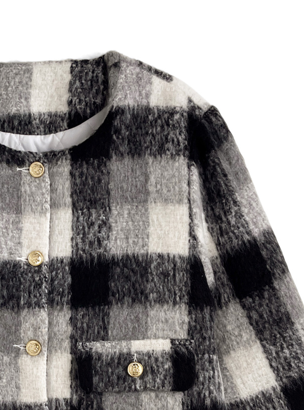チェック柄シャギージャケット