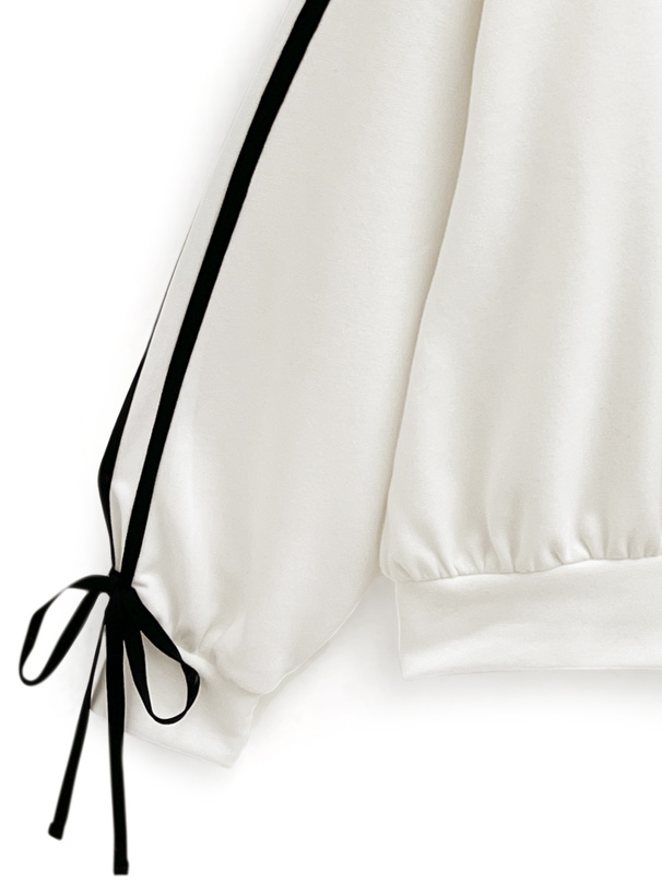 袖リボンハーフジップスウェットトップス[gn363] | レディース