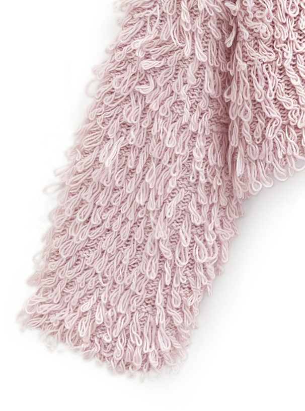 ダブルリボンループ編みニットカーディガン