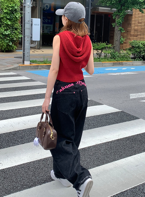 ジップフーディニットトップス