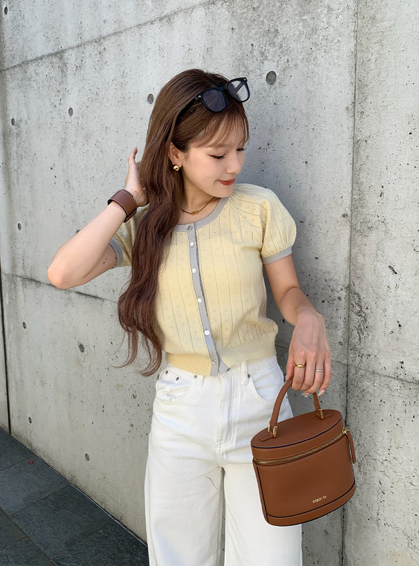 バイカラーニットカーディガン[gn434] | レディースファッション通販の