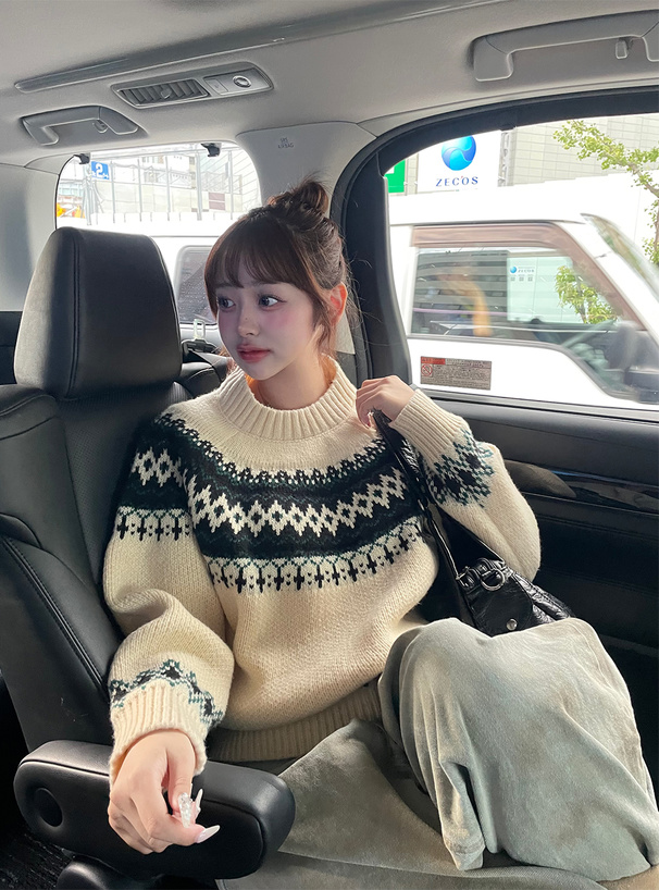 ノルディックアーガイル柄ニットトップス[gn442] | レディース