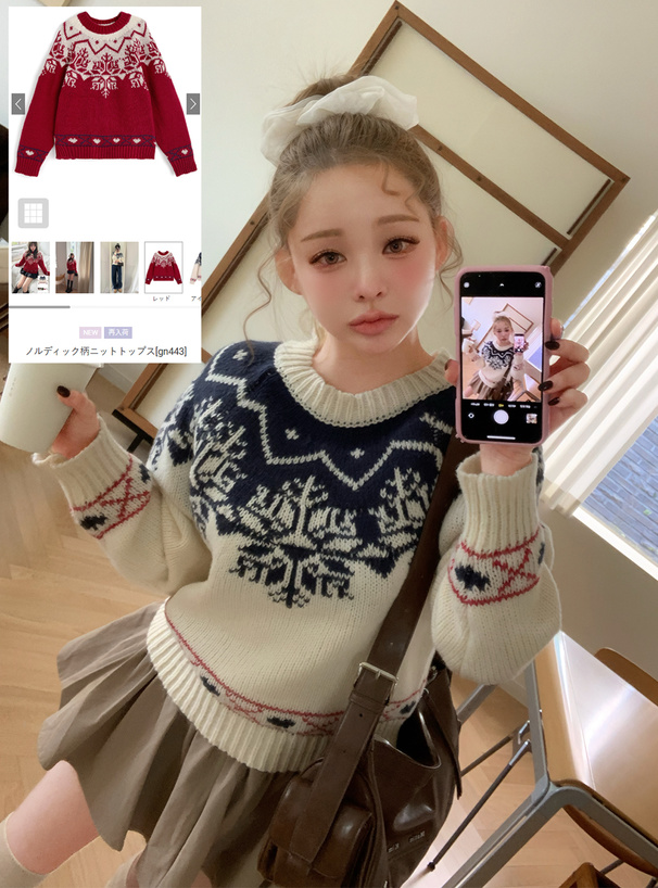 ノルディック柄ニットトップス[gn443] | レディースファッション通販の