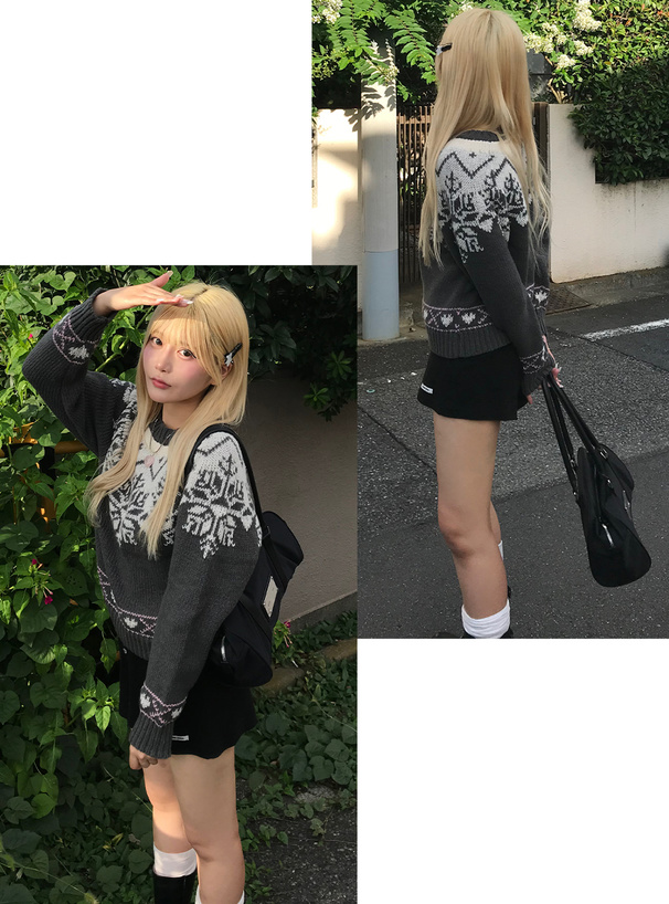 ノルディック柄ニットトップス