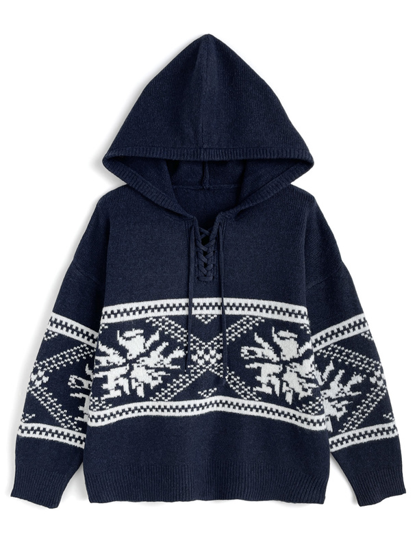 セットアップ　adidas ノルディック柄 セーター ネイビー セットアップ adidas ノルディック柄 セーター ネイビー