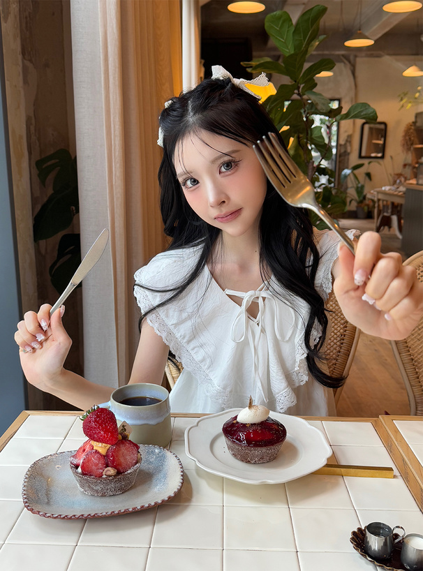 ラッフルカラーレースミニワンピース