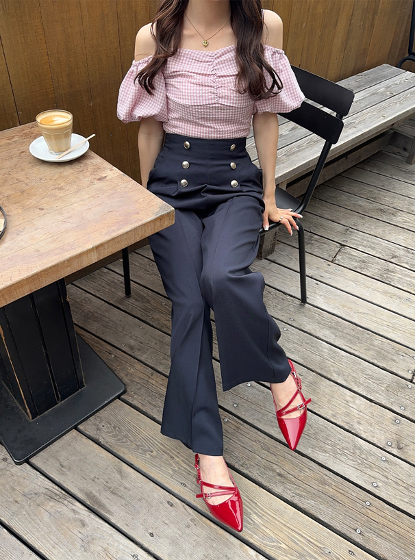 ギンガムチェックオフショルブラウス[gn456] | レディースファッション