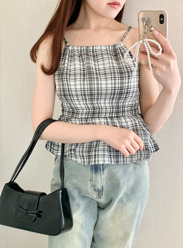 チェック柄ホルターネックトップス[gn457] | レディースファッション