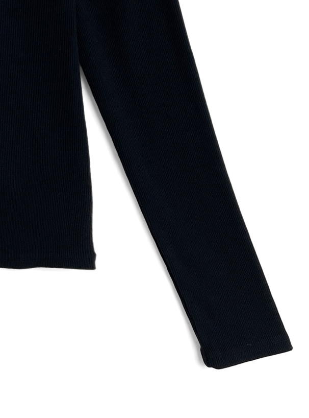 ダブルリボン配色パイピングリブトップス