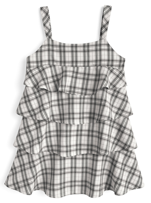 チェック柄ティアードキャミワンピース