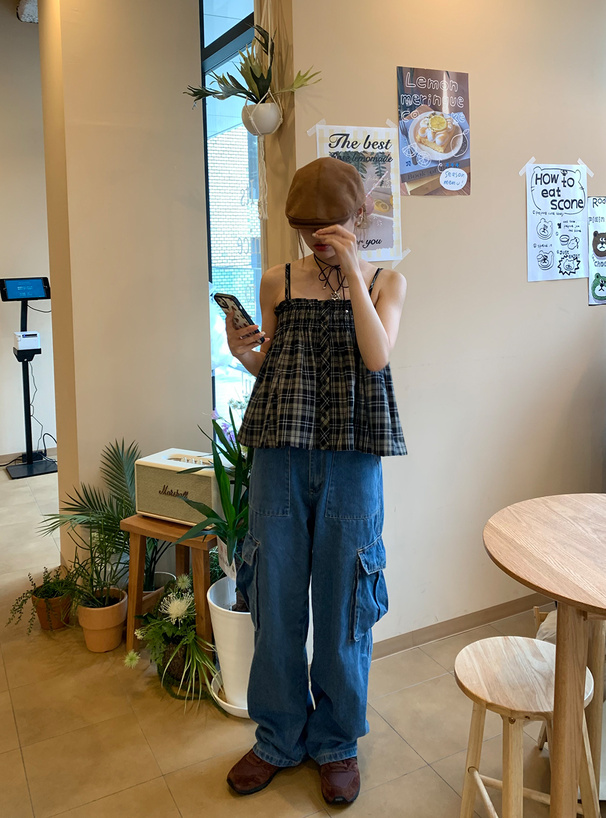 チェック柄キャミソールトップス