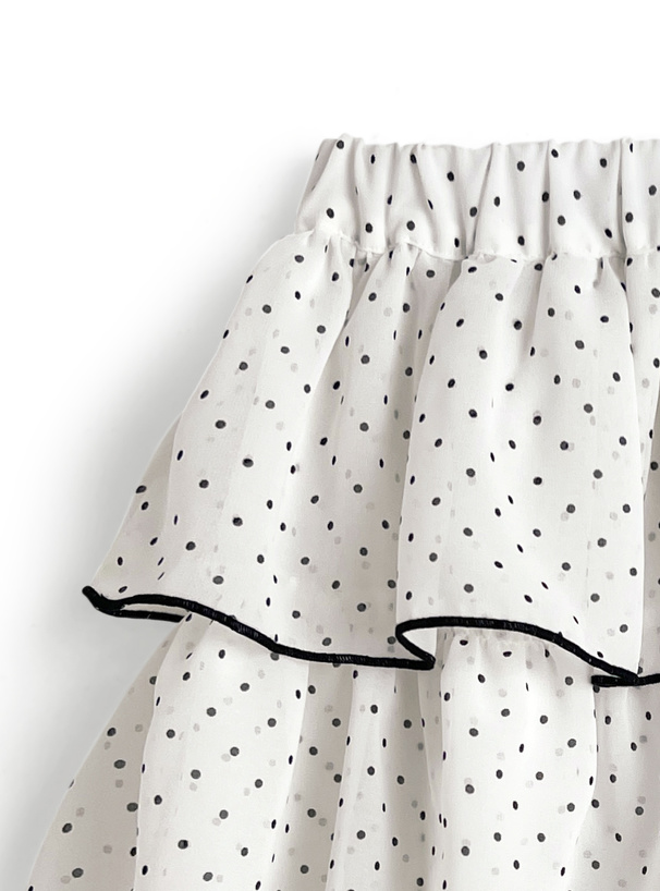 インパン裏地付きドット柄ティアードミニスカート[gn475] | レディース