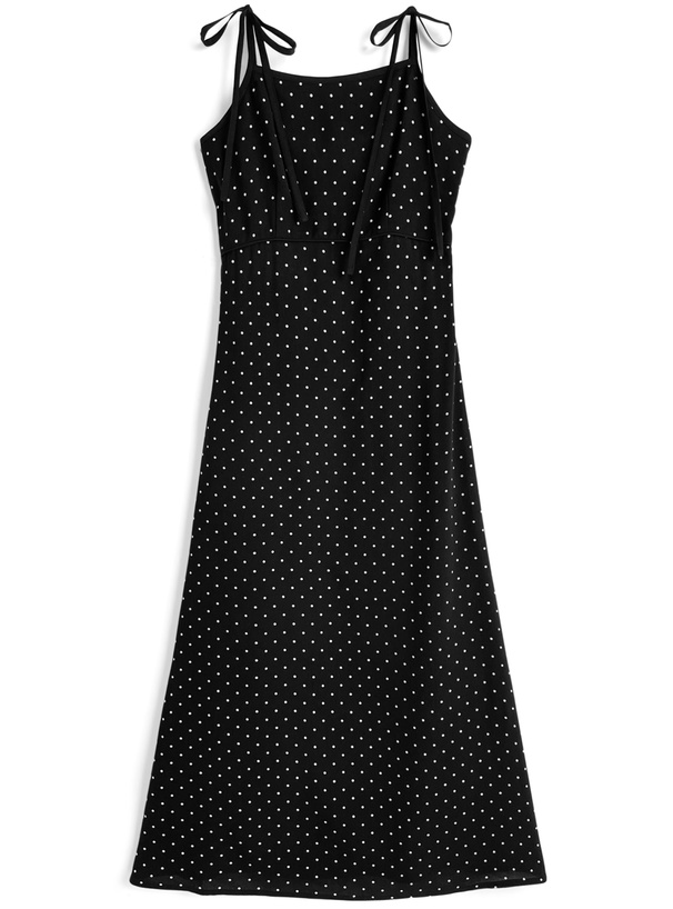 ドット柄ショルダーリボンキャミソールワンピース[gn484]