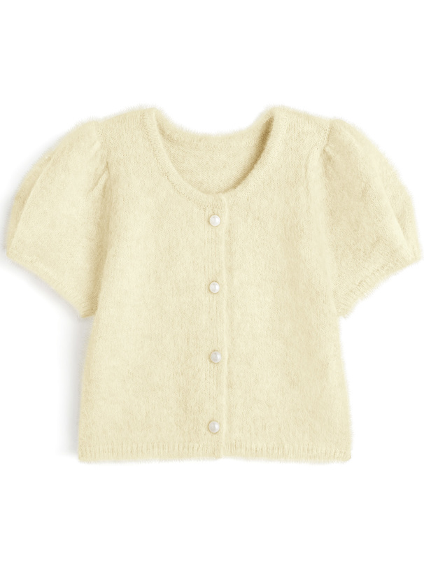 パールボタンショート丈ニットカーディガン