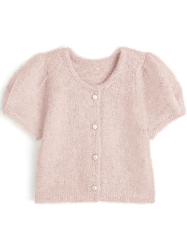 パールボタンショート丈ニットカーディガン