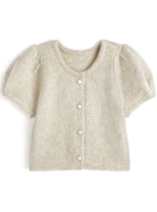 パールボタンショート丈ニットカーディガン