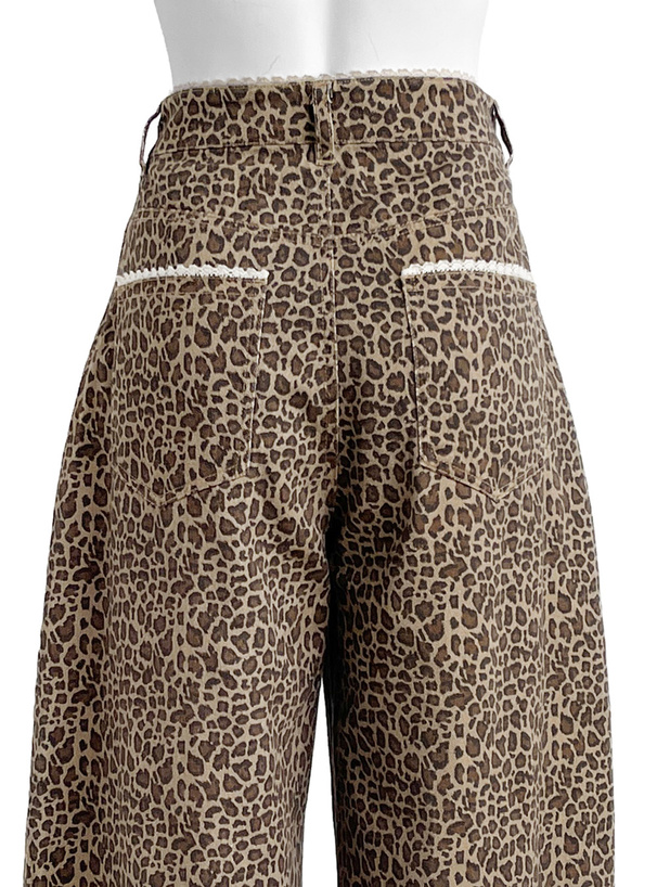 レースデザインレオパードワイドパンツ[gn498] | レディース