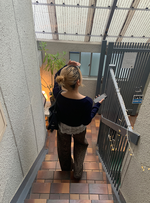 レースデザインレオパードワイドパンツ