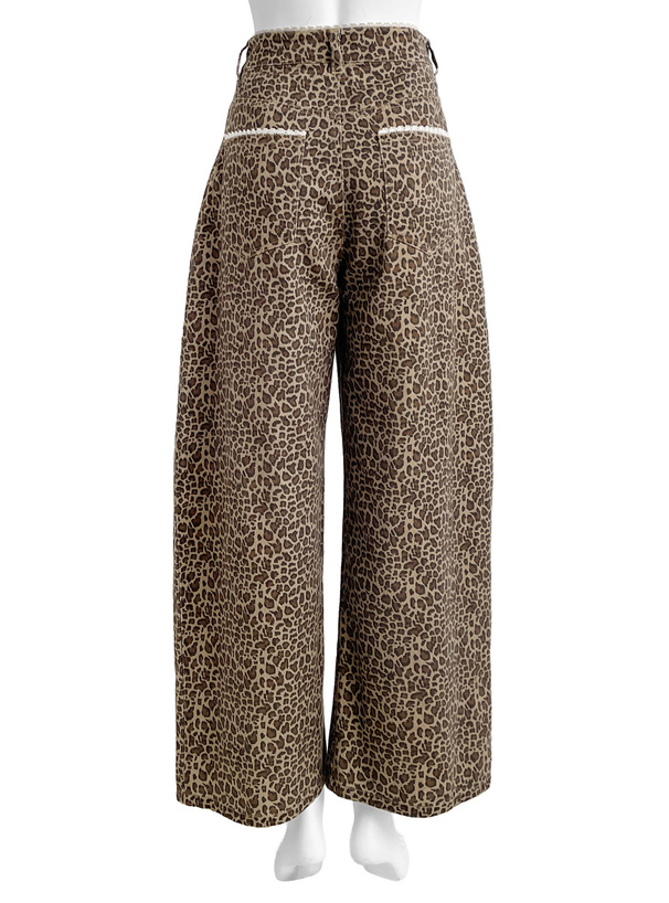 レースデザインレオパードワイドパンツ[gn498] | レディース