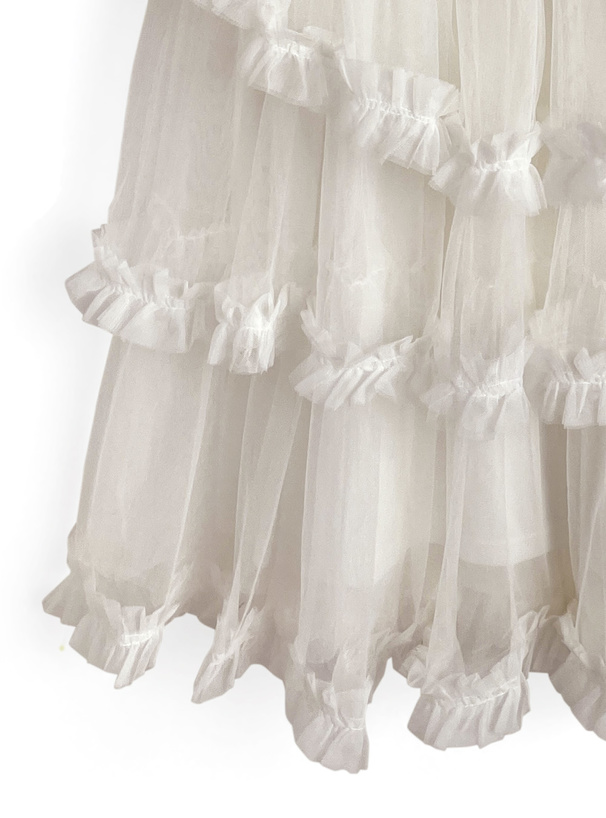 ティアードフリルチュールロングスカート