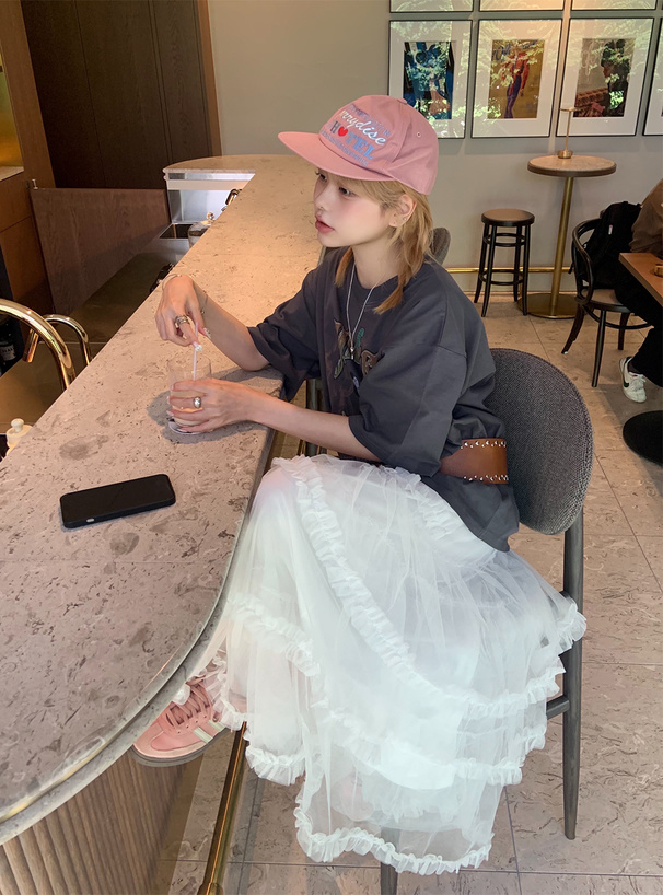 ティアードフリルチュールロングスカート