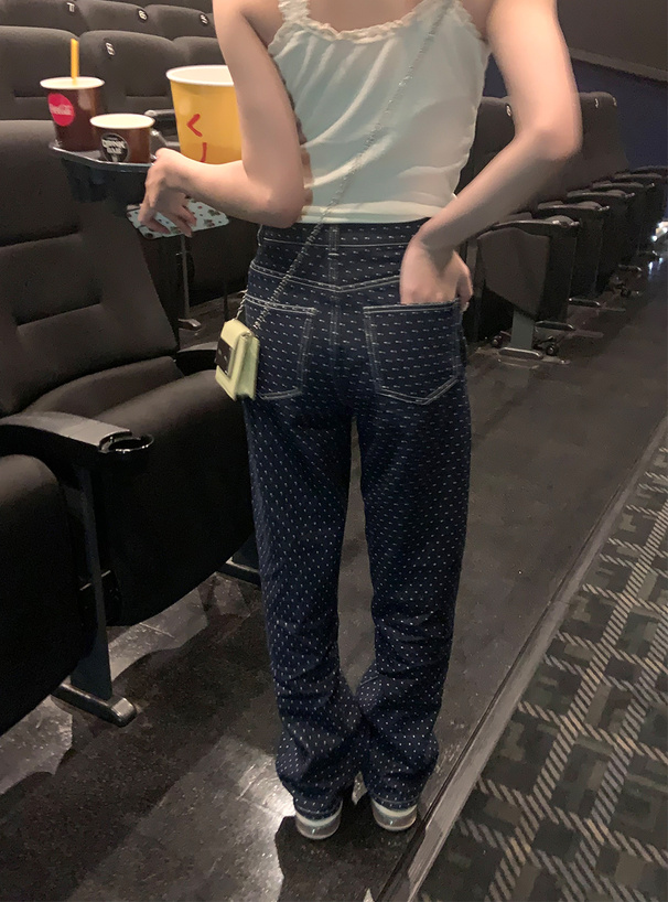 ドット柄ストレートデニムパンツ[gn500] | レディース