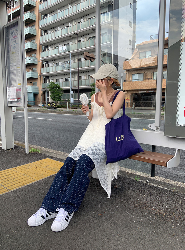 FANCY CLUB ドット柄 ストレートデニム FANCY CLUB ジーンズ デニム デニムパンツ A'GEM/9 × .kom