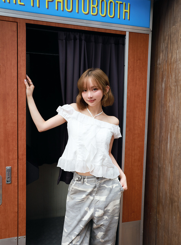 2Wayパフスリーブフリルブラウス