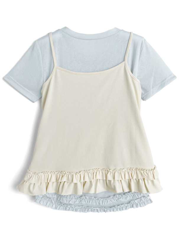 シアーTシャツxフリルキャミソールアンサンブル