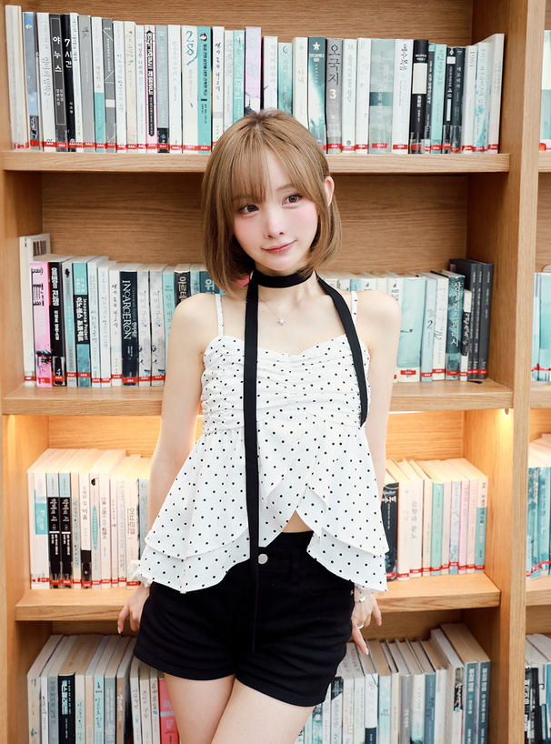 新品タグ付き♡ミストレアス♡バレエコアぺプラムキャミソール♡ピンク タイ付きドット柄ギャザーキャミソール[gn506] | レディース