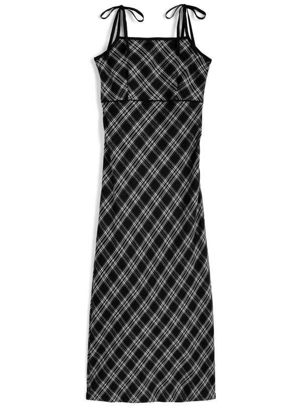 チェック柄リボンストラップキャミソールワンピース[gn507]