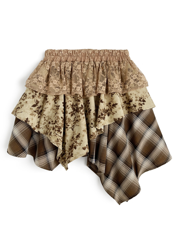 ミックスティアードイレヘムミニスカート