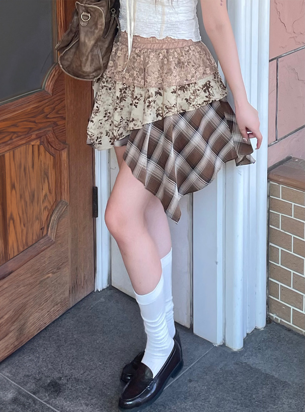 ミックスティアードイレヘムミニスカート