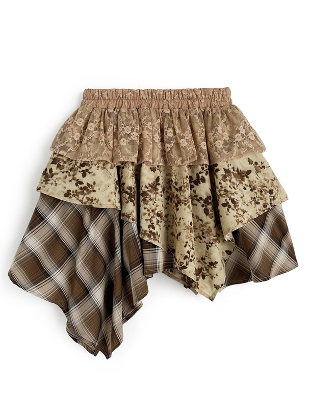 ミックスティアードイレヘムミニスカート