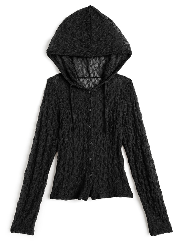 フード付きレーストップス