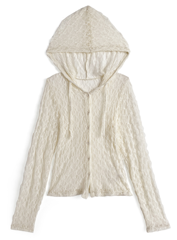 フード付きレーストップス