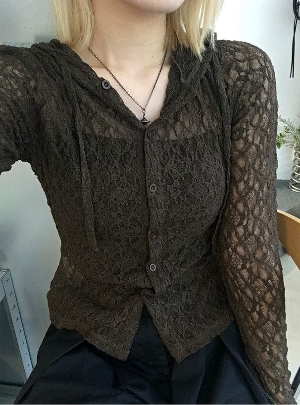 フード付きレーストップス