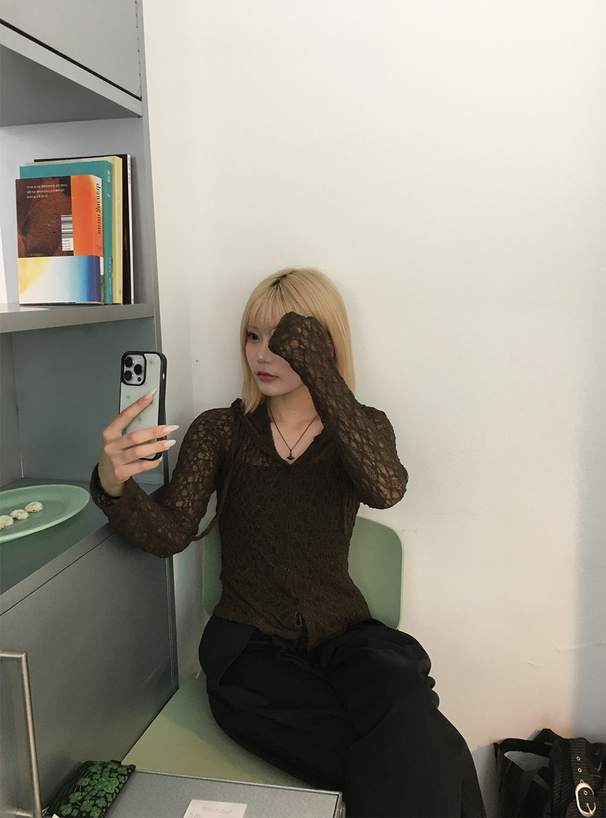 フード付きレーストップス